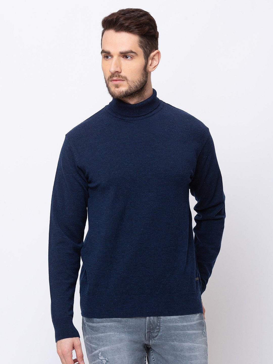 

Status Quo Men Navy Blue Acrylic Pullover