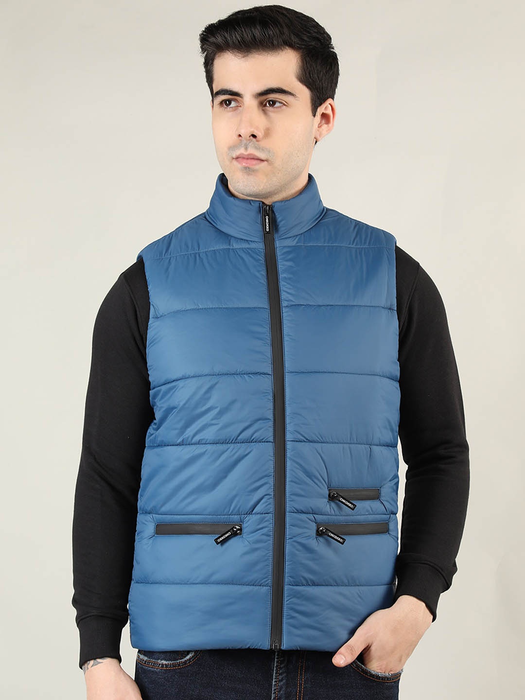 

CHKOKKO Men Blue Lightweight Outdoor Puffer Jacket
