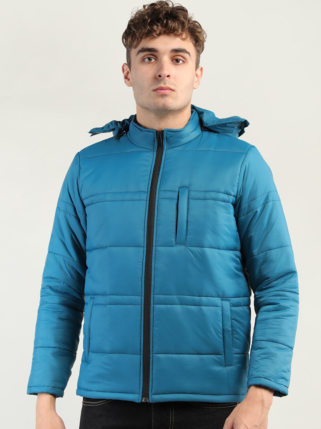 

CHKOKKO Men Teal Outdoor Padded Jacket