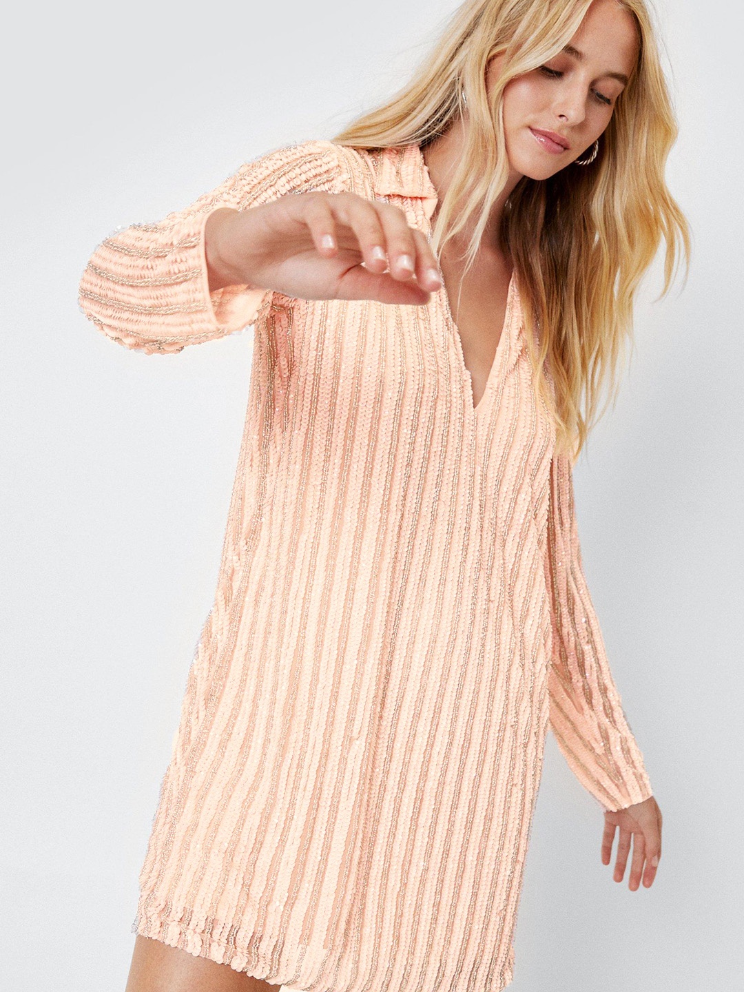 

NASTY GAL Pink Sequinned Mini Dress