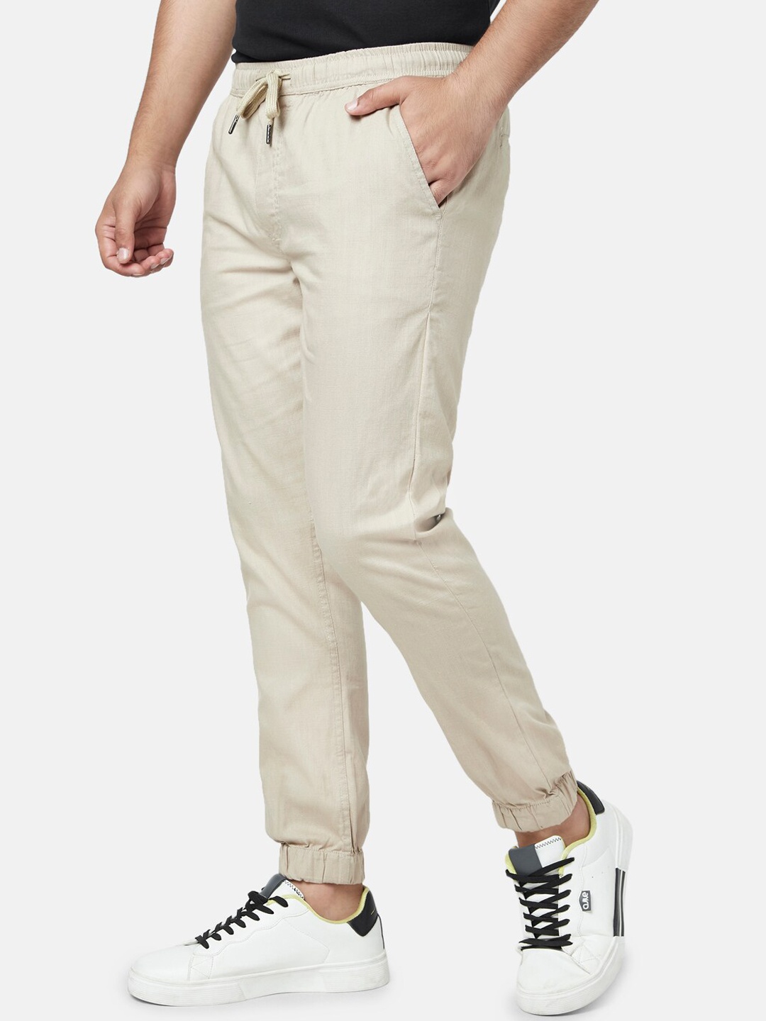 

YU by Pantaloons Men Light Brown Slim Fit Cotton Joggers
