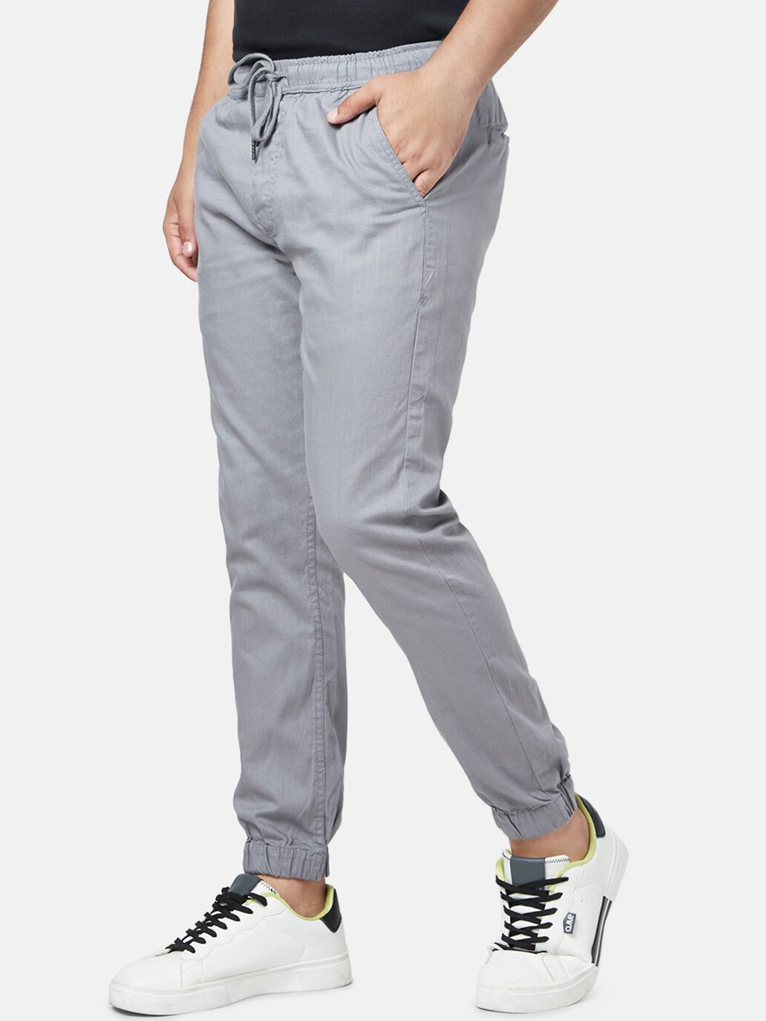 

YU by Pantaloons Men Grey Slim Fit Cotton Joggers