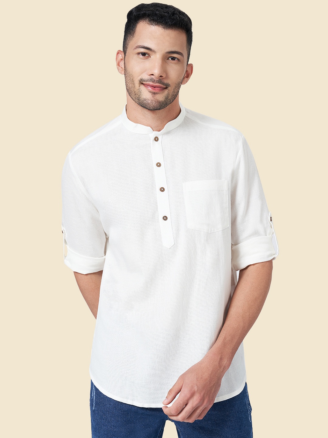 

YU by Pantaloons Men White Regular Cotton Kurta