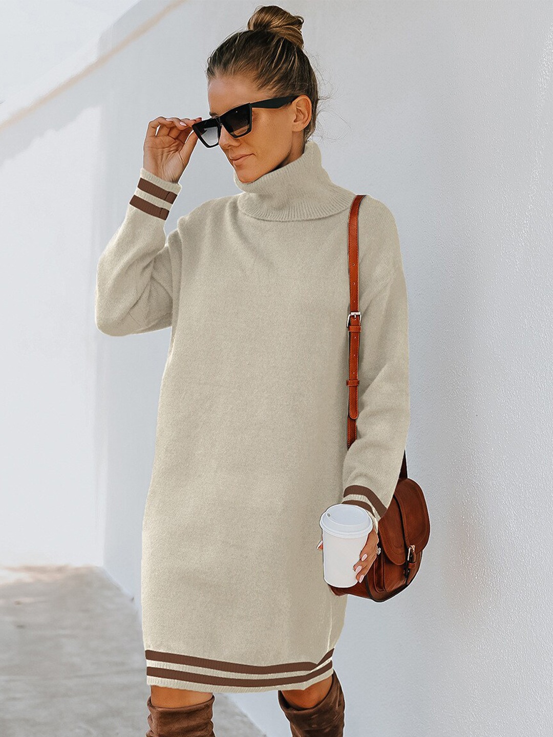 

StyleCast Mock Neck Sweater Dress, Beige