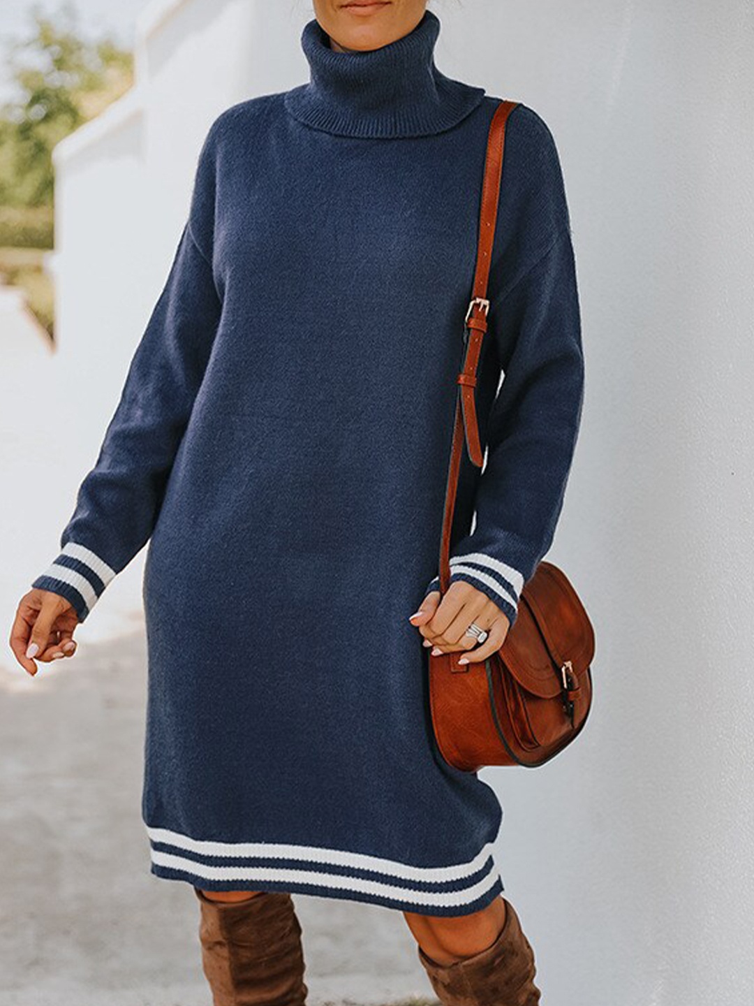 

StyleCast Turtul Neck Sweater Dress, Navy blue
