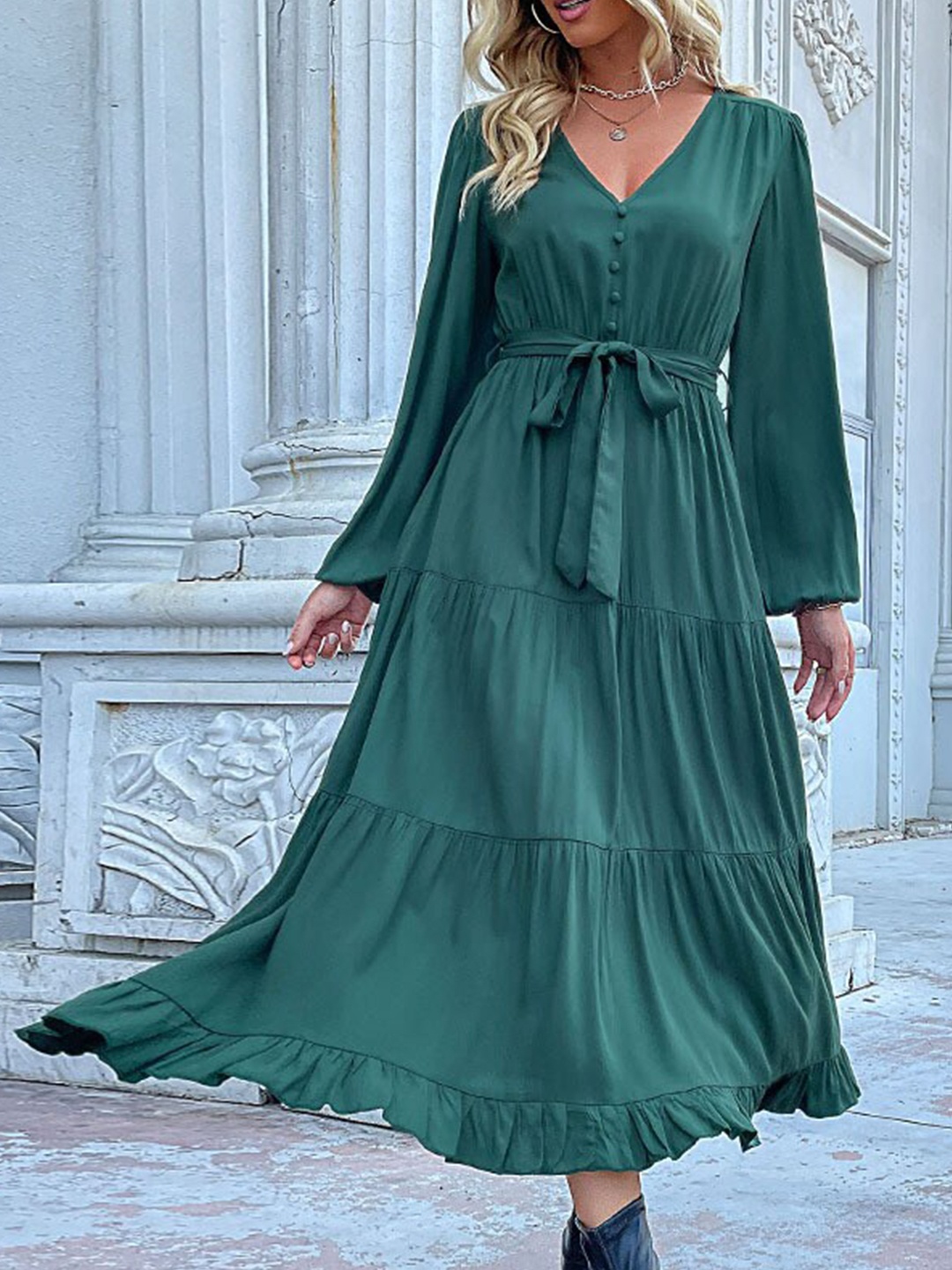 

StyleCast Peplum Maxi Dress, Green
