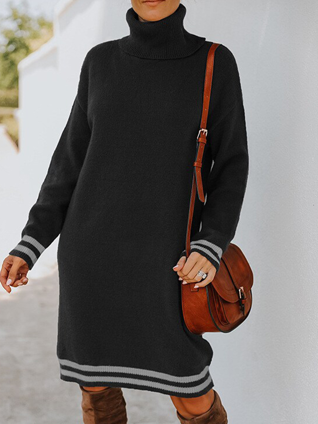 

StyleCast Long Sleeves High Neck Jumper Dress, Black