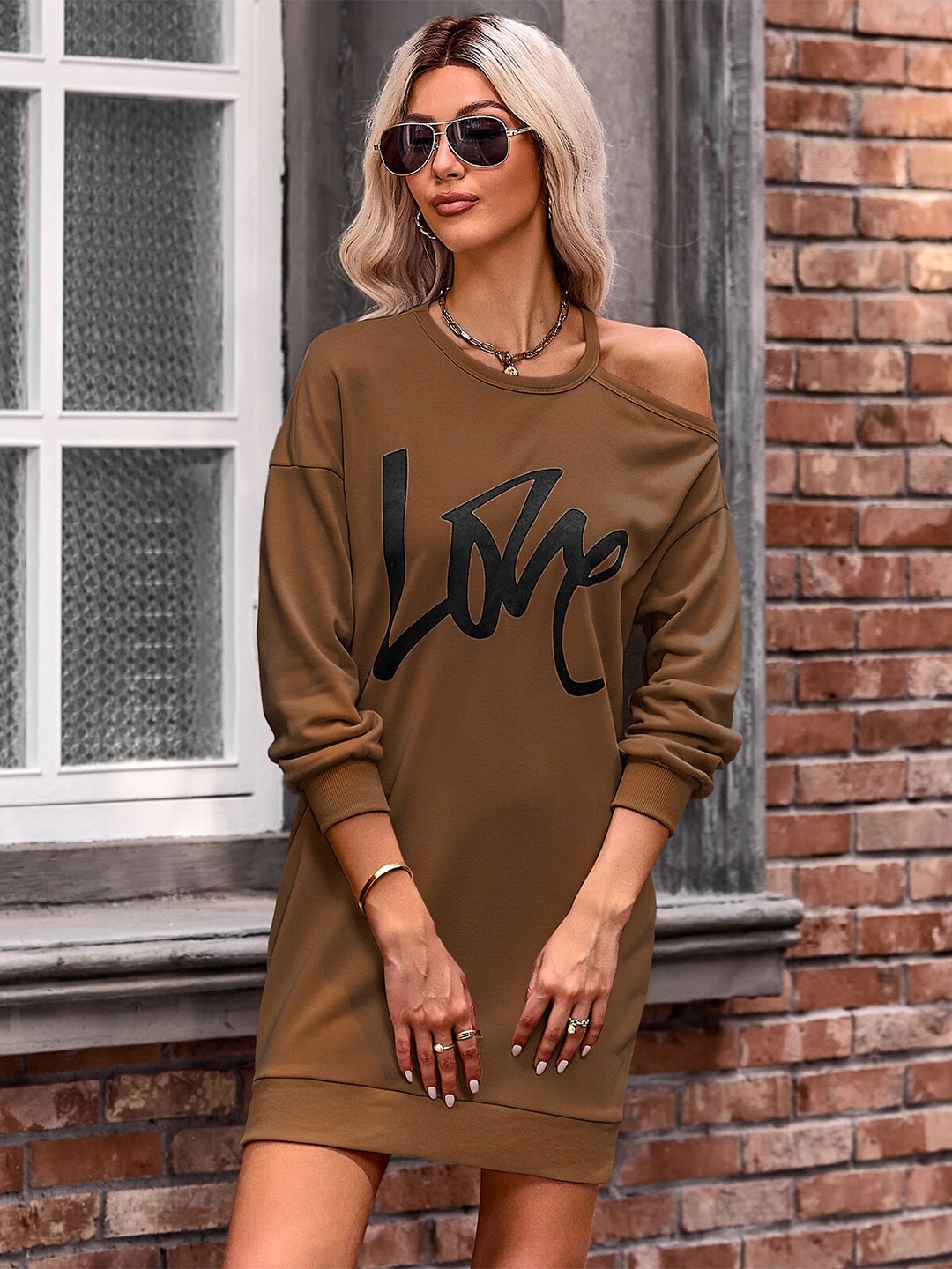 

StyleCast Camel Brown Sheath Polyester Dress