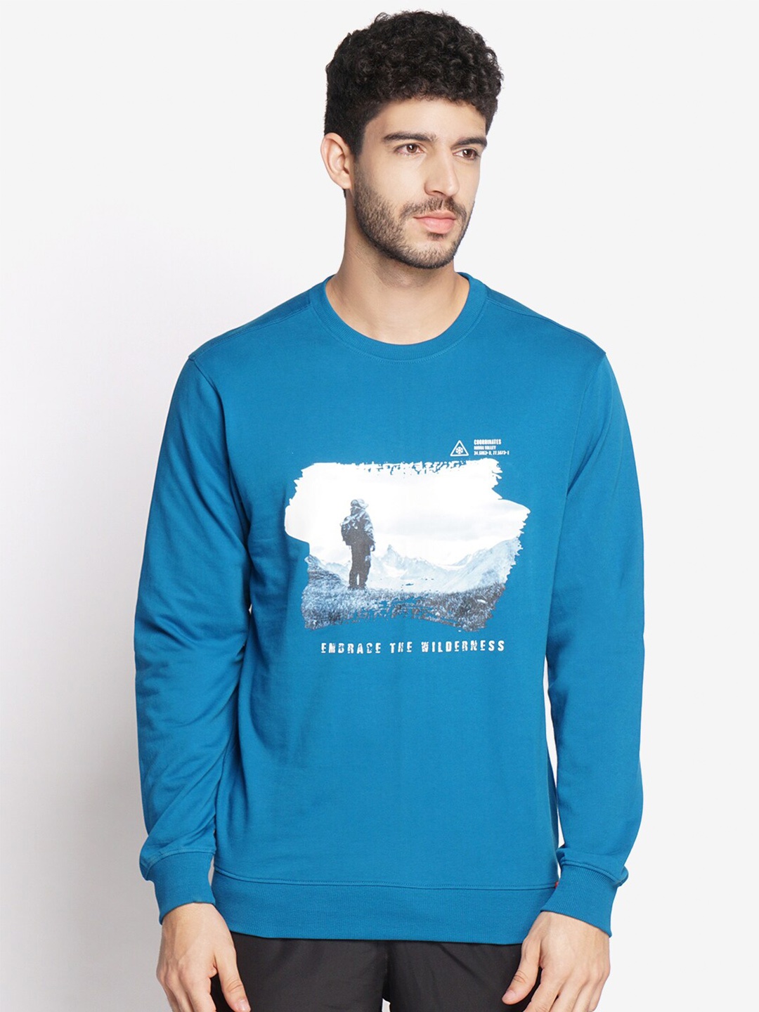 

Wildcraft Men Blue Printed Cotton Sweatshirt