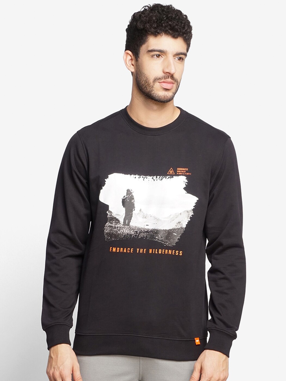 

Wildcraft Men Black Printed Cotton Sweatshirt