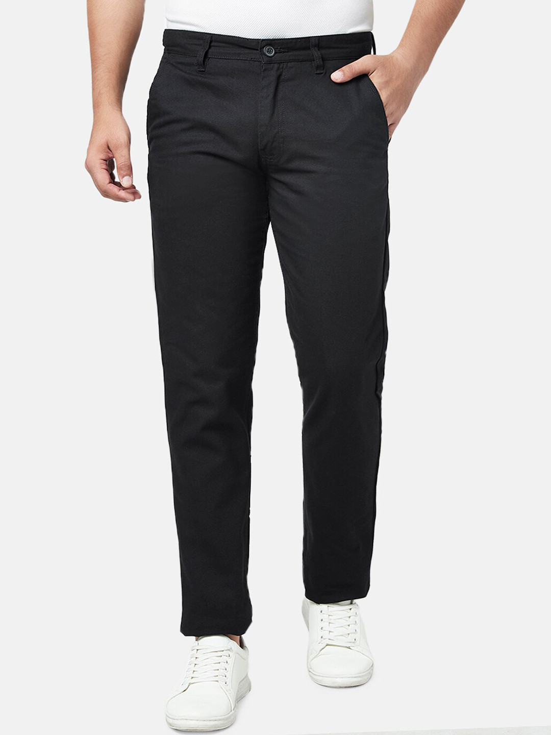 

YU by Pantaloons Men Black Slim Fit Cotton Chinos Trousers