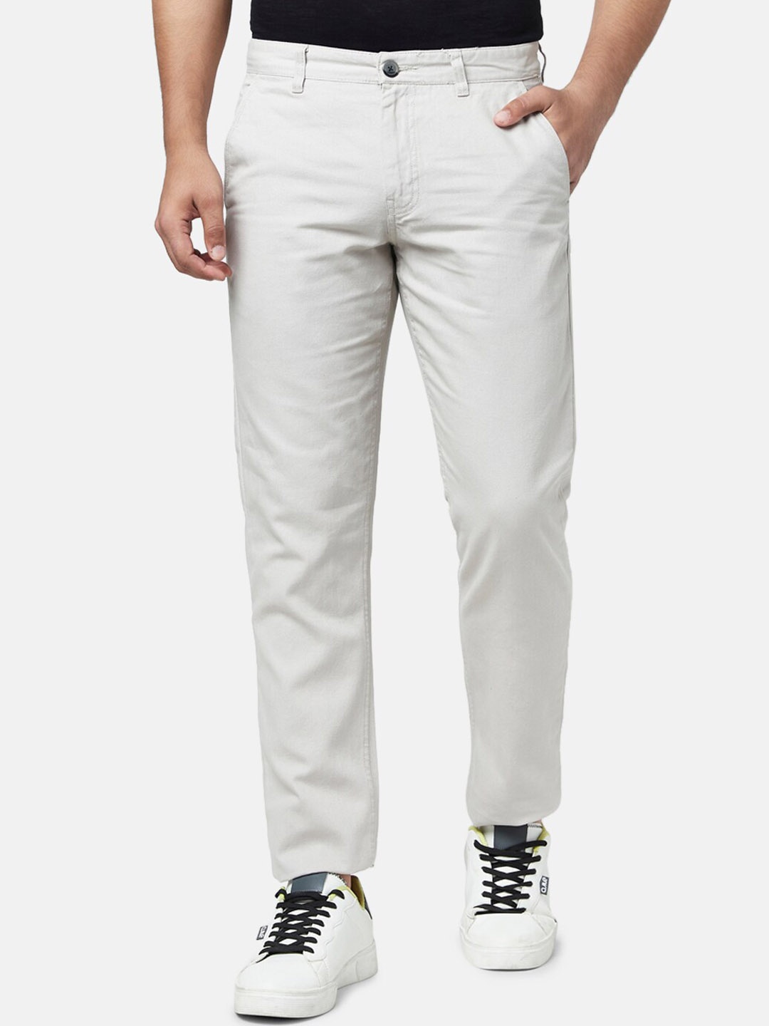

YU by Pantaloons Men White Slim Fit Chinos Cotton Trousers