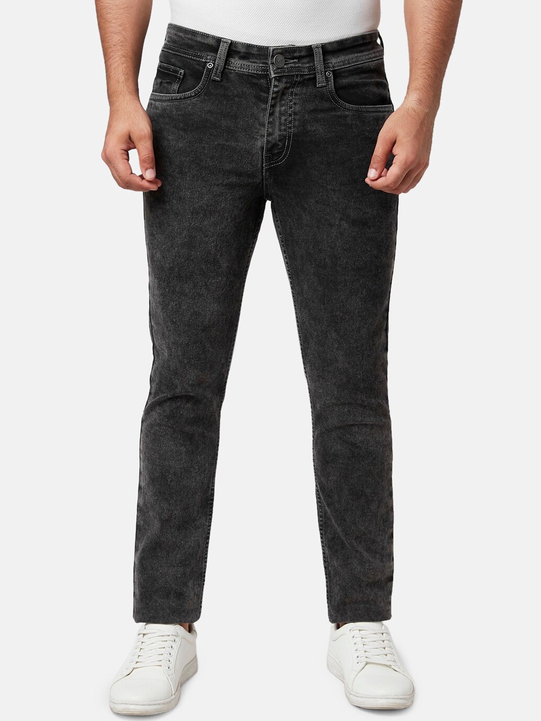 

YU by Pantaloons Men Slim Fit Heavy Fade Acid Wash Jeans, Black