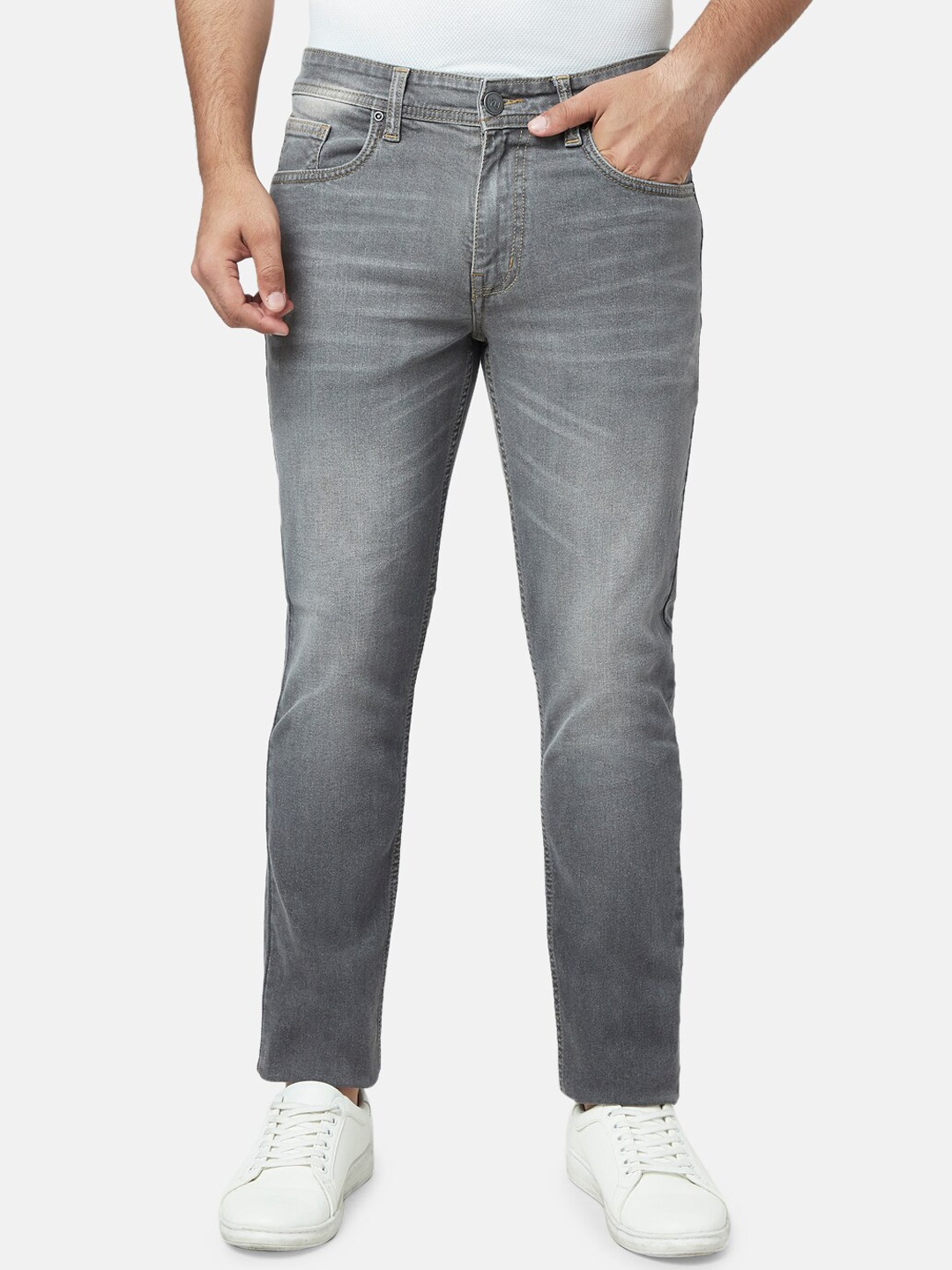 

YU by Pantaloons Men Grey Slim Fit Heavy Fade Jeans