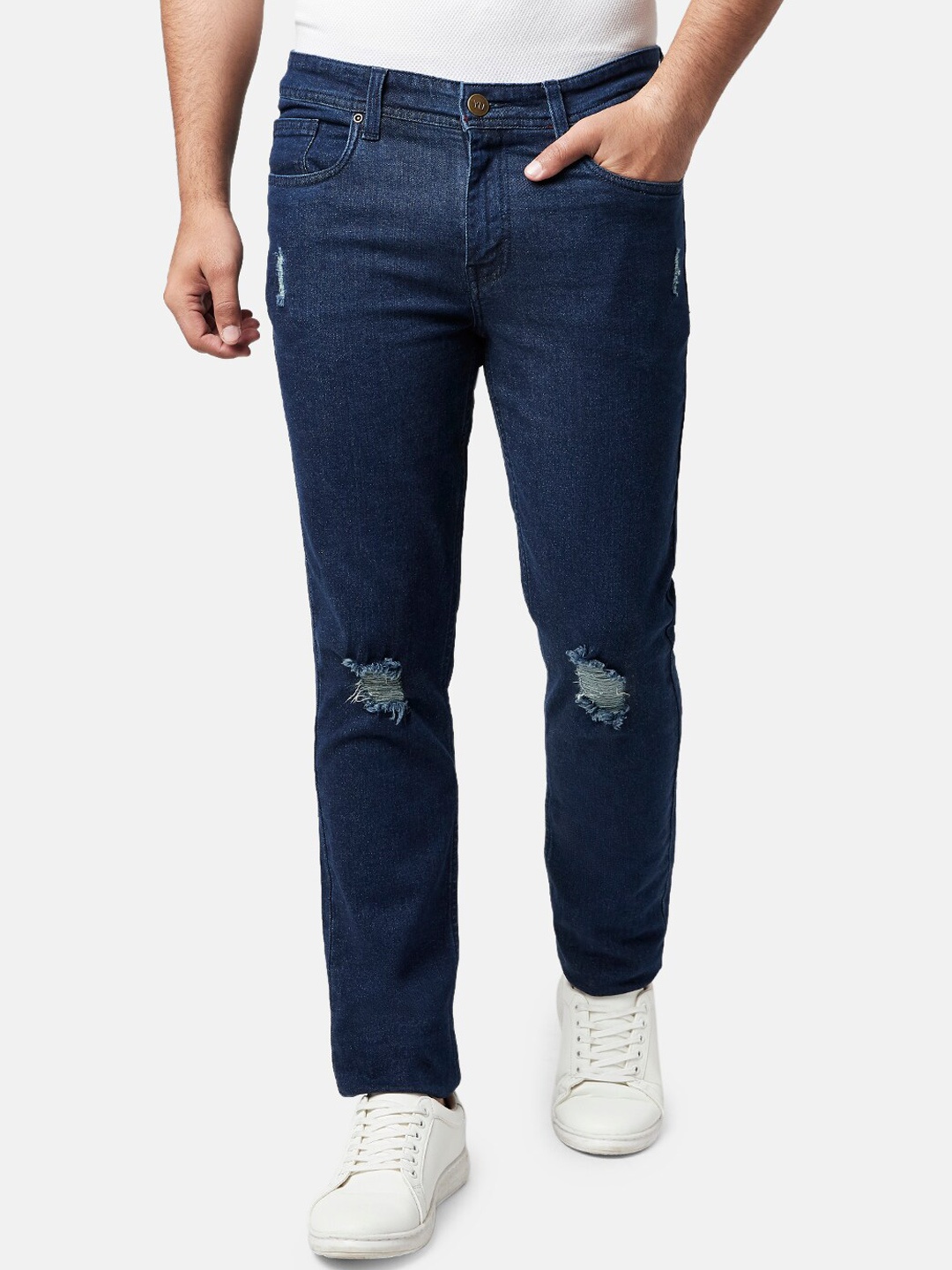 

YU by Pantaloons Men Blue Slim Fit Slash Knee Jeans