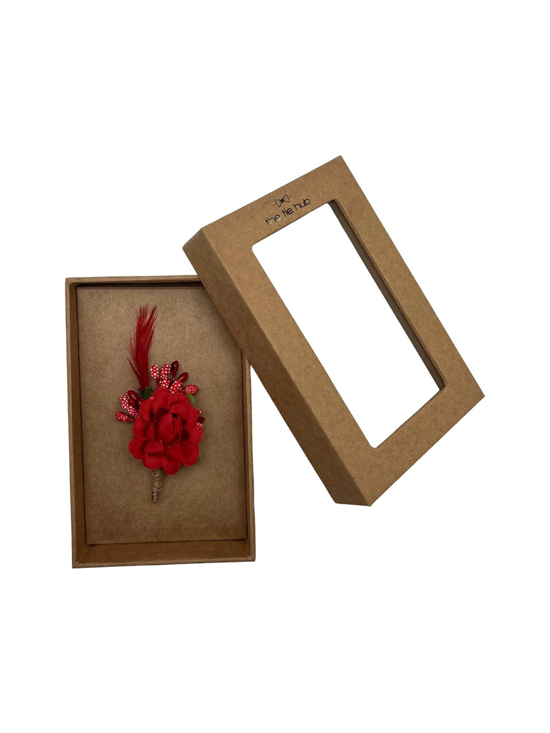 

The Tie Hub Men Red Flower Boutonniere Brooch