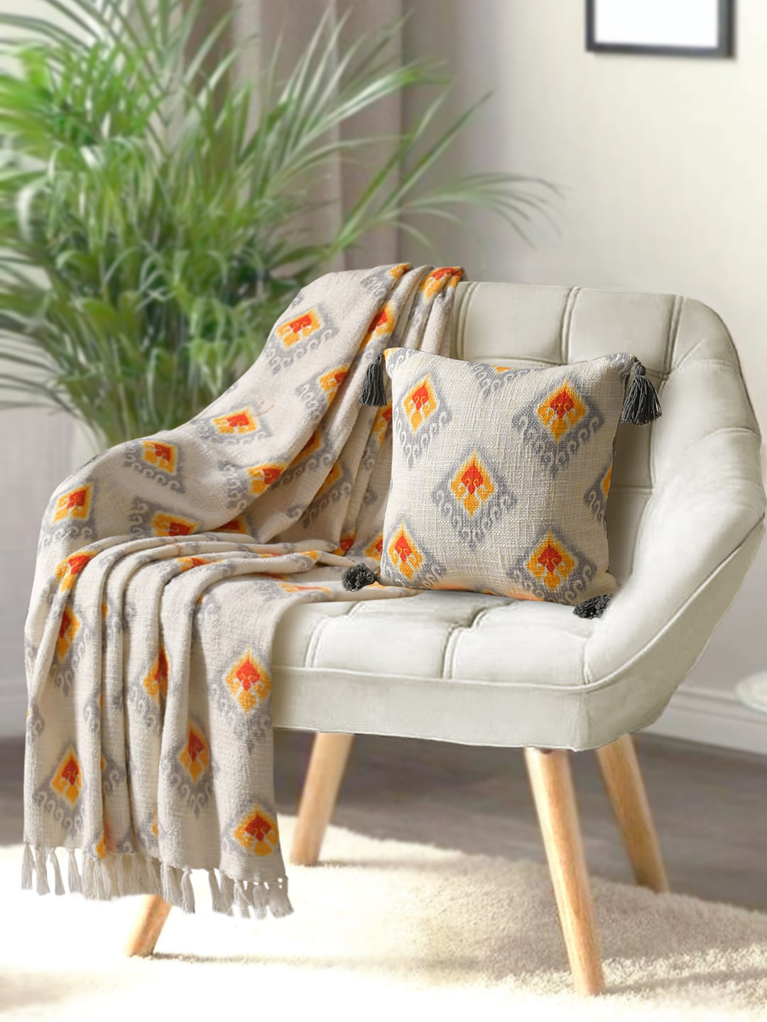 

BLANC9 Grey Printed Cotton Throws