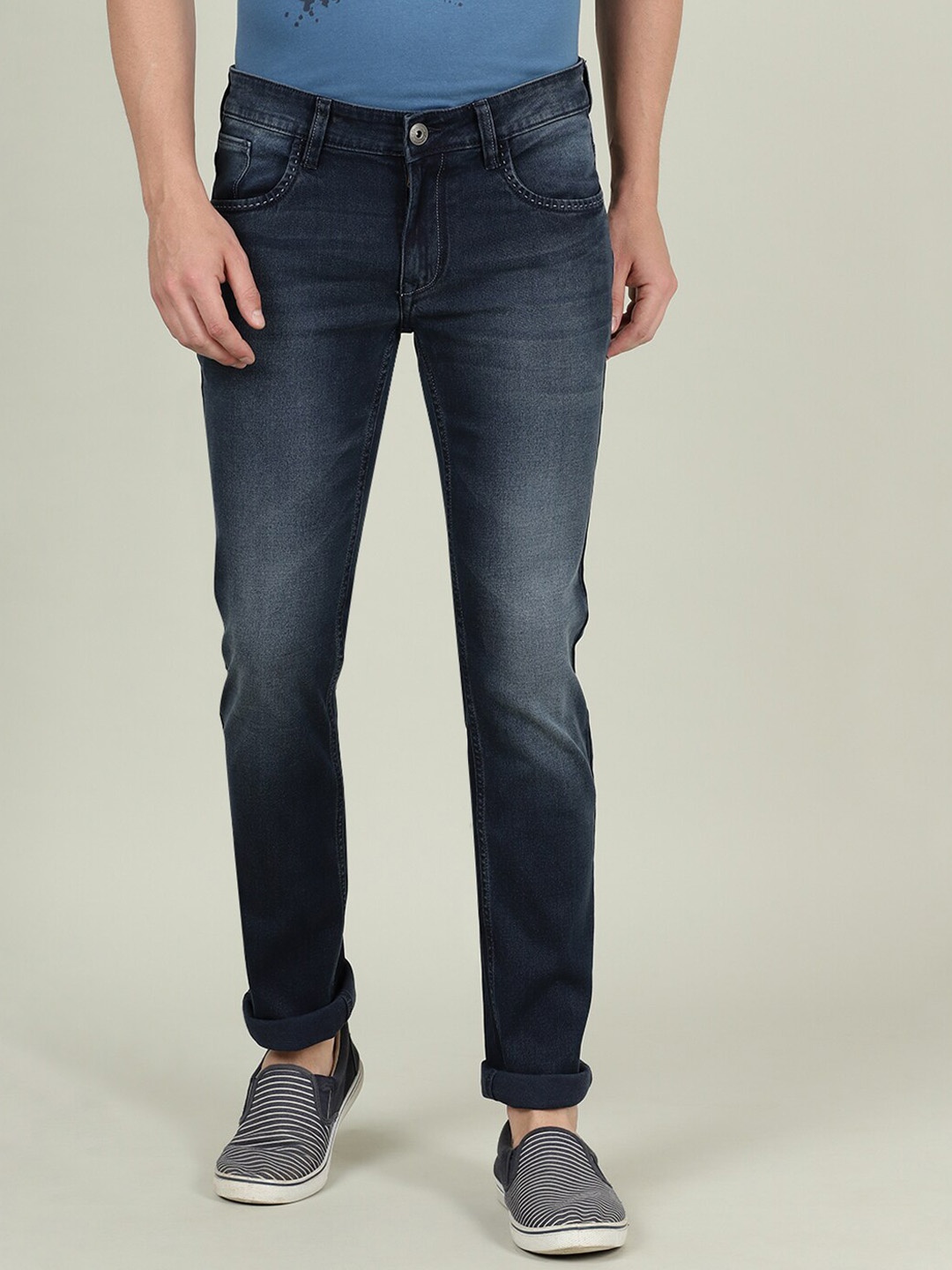 

Crocodile Men Jean Slim Fit Light Fade Stretchable Jeans, Blue