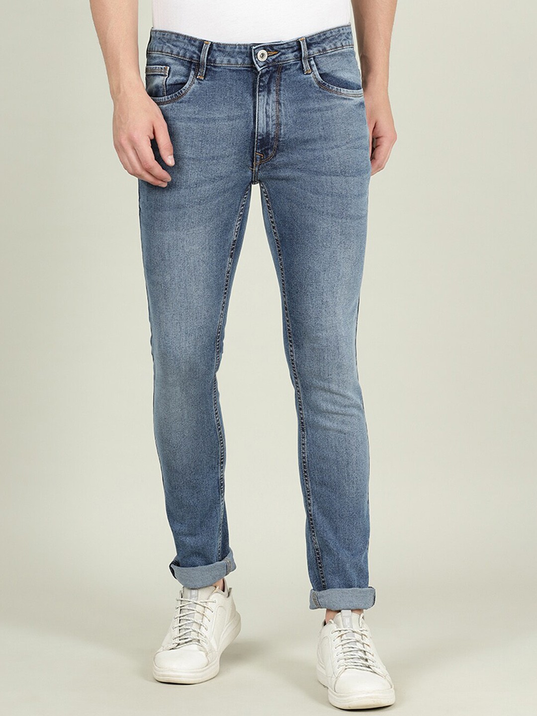 

Crocodile Men Blue Jean Tapered Fit Heavy Fade Stretchable Jeans