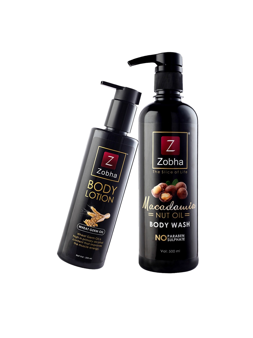 

Zobha Macadmia Body Wash 250ML + Body Lotion 500ML, White