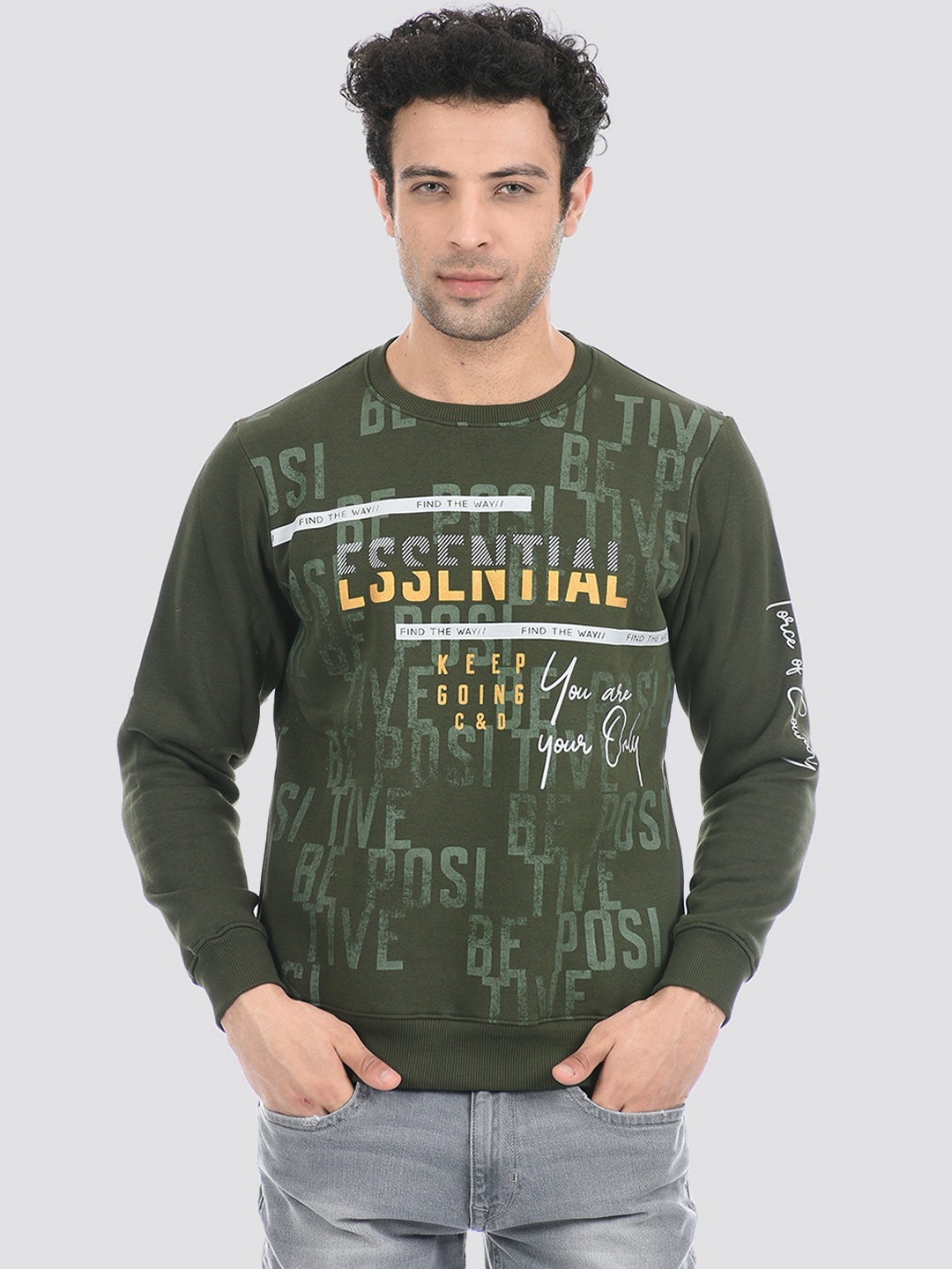 

Cloak & Decker by Monte Carlo Men Green Printed Cotton Sweatshirt