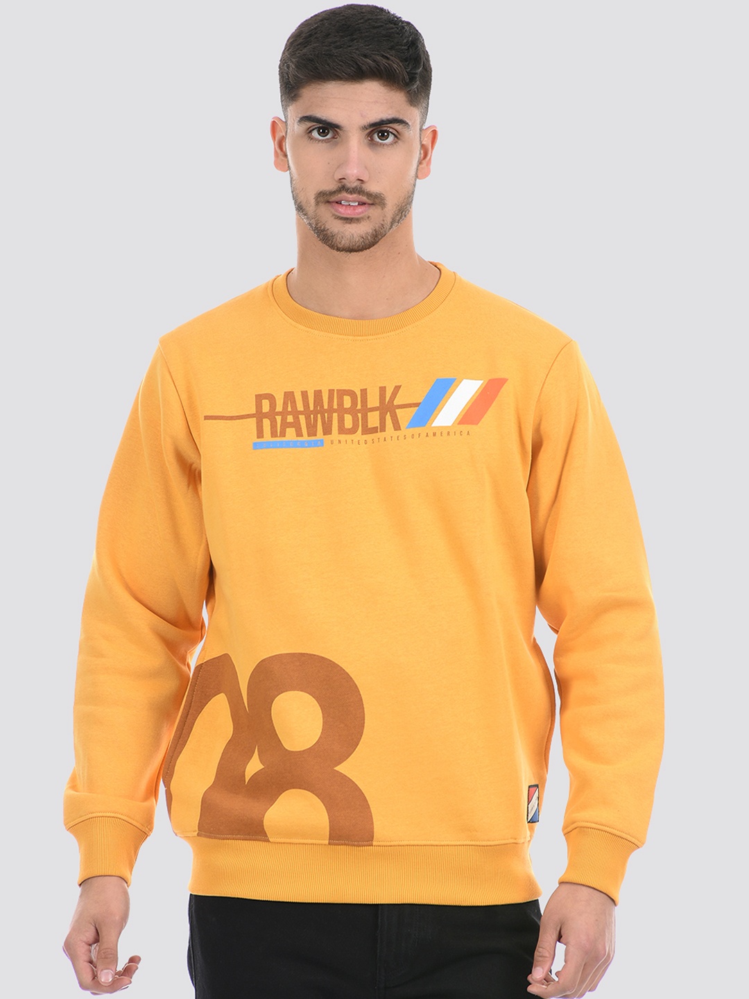 

Cloak & Decker by Monte Carlo Men Yellow Printed Cotton Sweatshirt