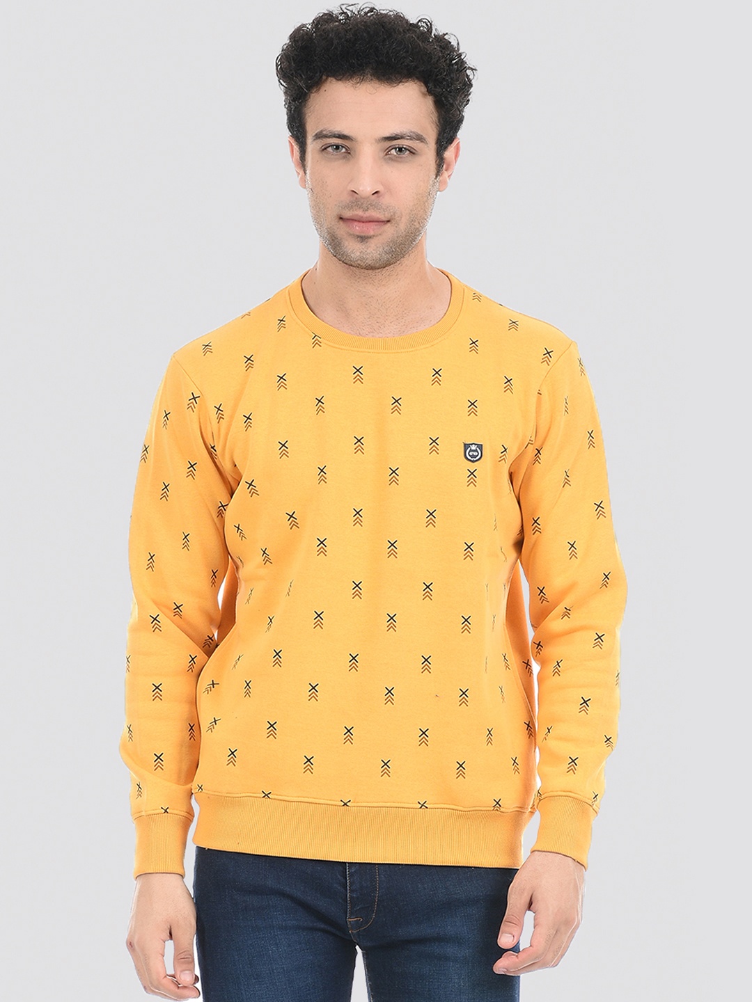 

Cloak & Decker by Monte Carlo Men Yellow Printed Cotton Sweatshirt
