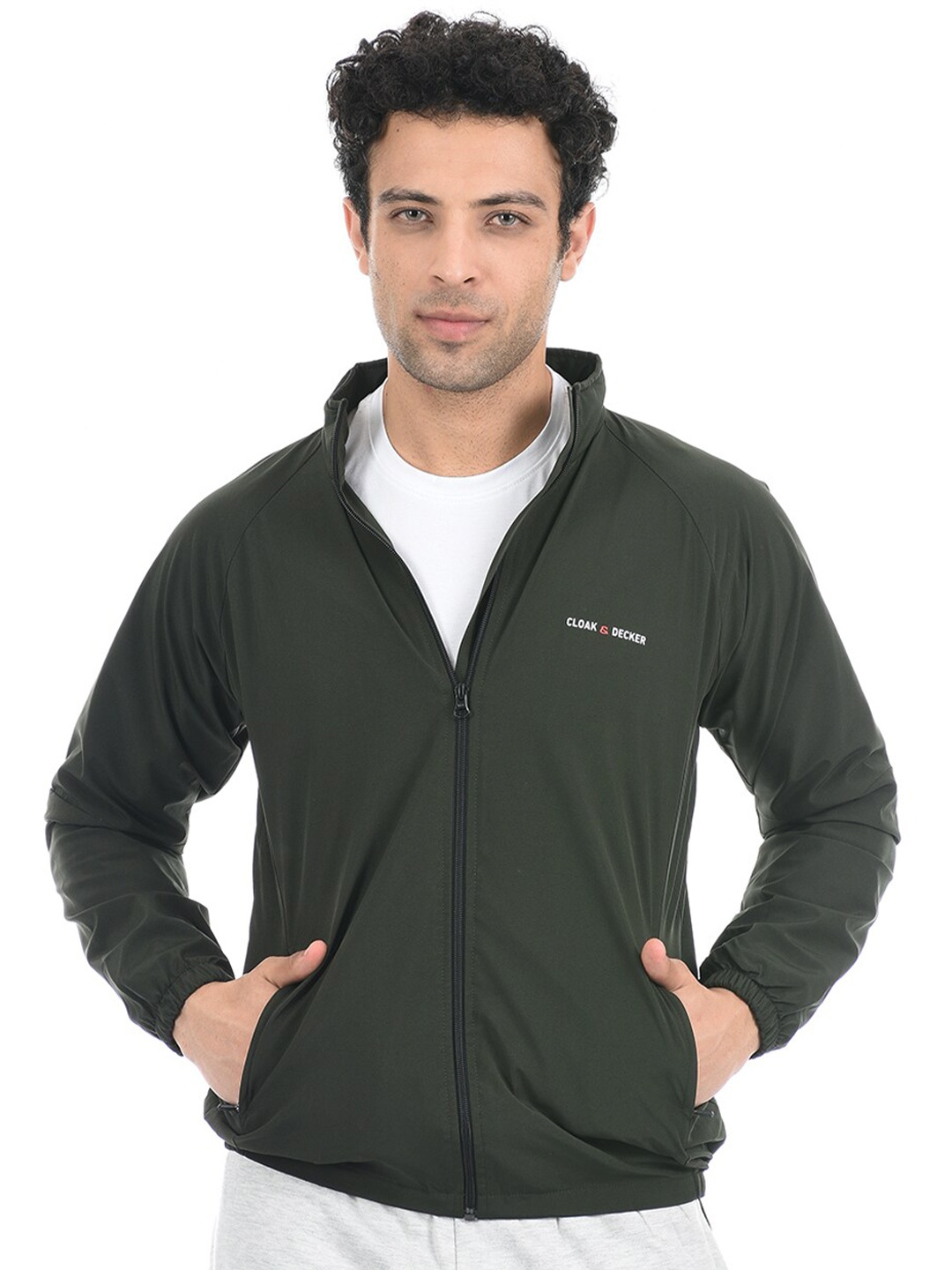 

Cloak & Decker by Monte Carlo Men Green Front Open Hooded Sweatshirt