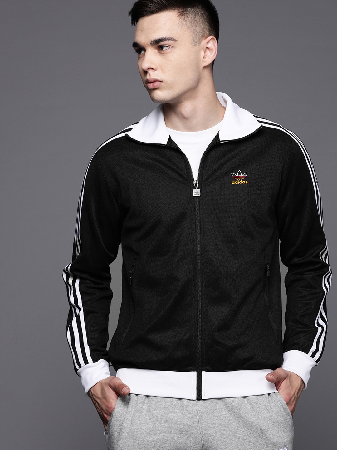 

ADIDAS Originals Men Brand Logo Embroidered Tailored Jacket, Black