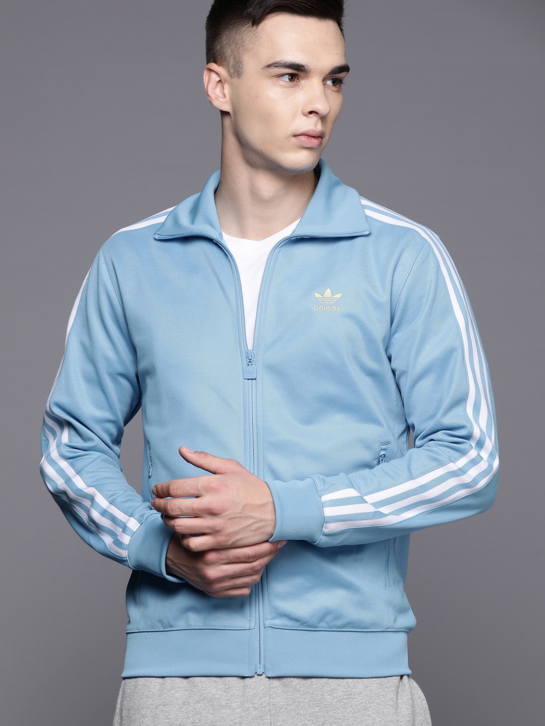 

ADIDAS Originals Brand Logo Stripe Detail Track Jacket, Blue