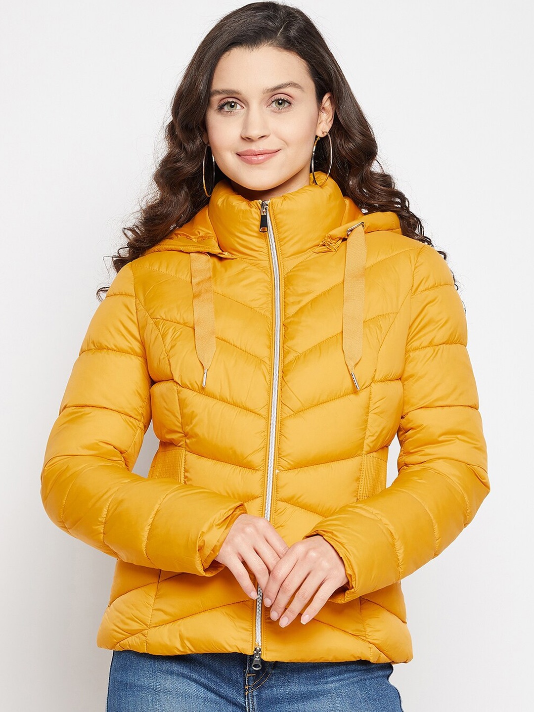 

Madame Women Gold-Toned Cotton Puffer Jacket