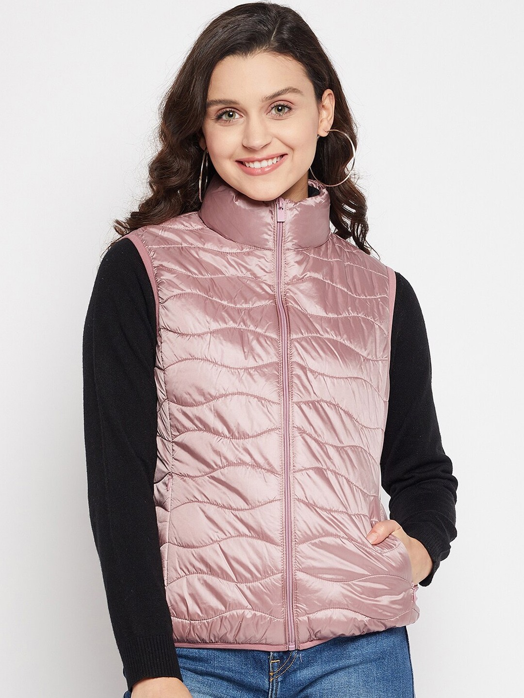 

Madame Women Pink Cotton Puffer Jacket