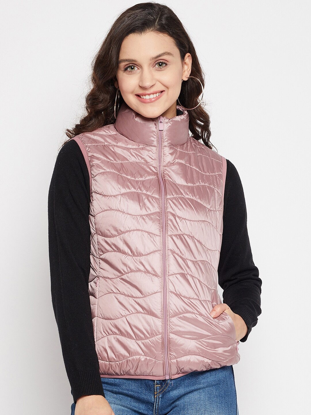

Madame Women Pink Cotton Puffer Jacket