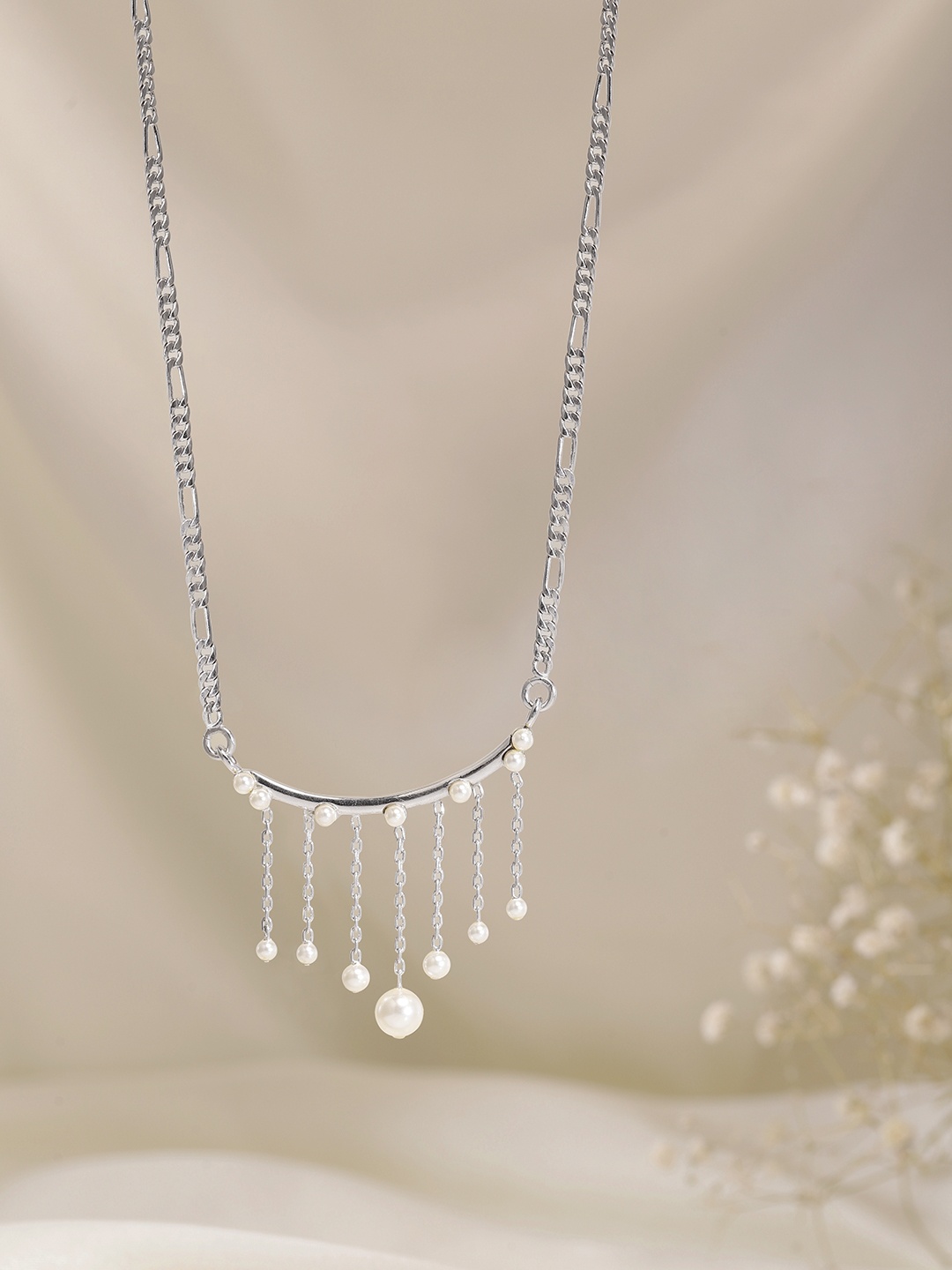 

Onaifa Sterling Silver Rhodium-Plated Necklace, White