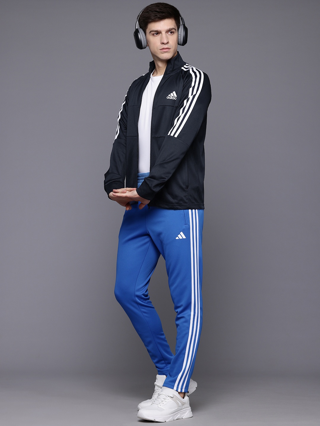 

ADIDAS Striped Sereno Training Track Jacket, Navy blue