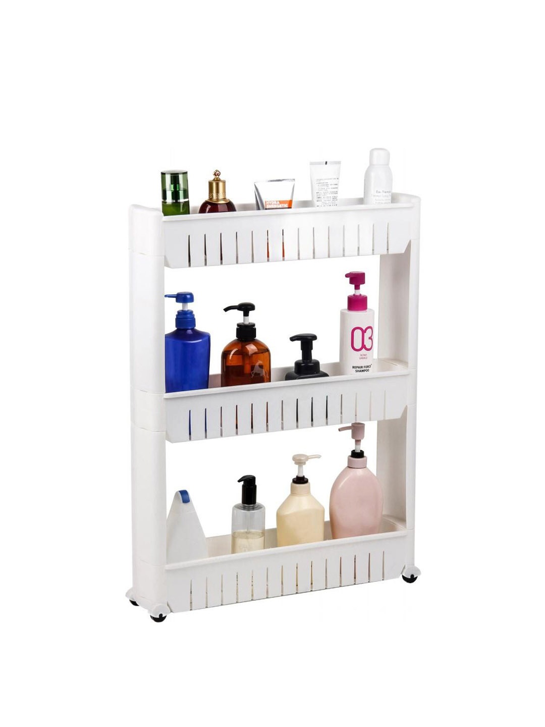 

Athome by Nilkamal White 3-Layer Storage Rack With Wheels