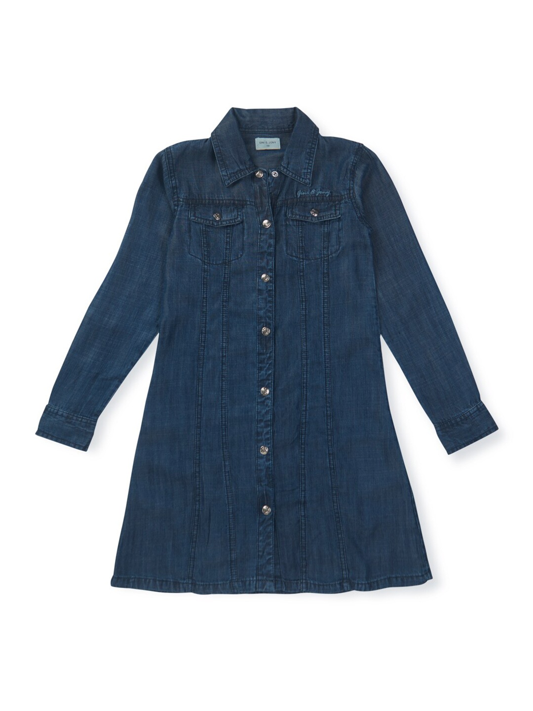 

Gini and Jony Navy Blue Denim Cuffed Sleeve Shirt Dress