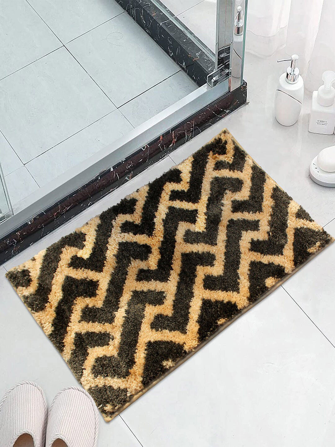 

LUXEHOME INTERNATIONAL Brown Printed 1600 GSM Anti Skid Bath Rugs