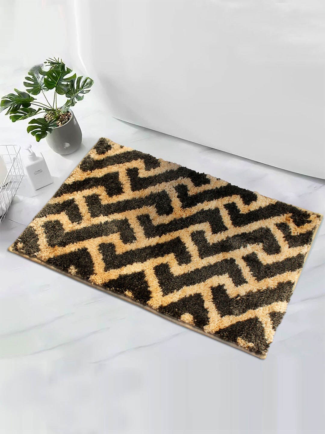 

LUXEHOME INTERNATIONAL Brown Printed 1600 GSM Anti Skid Bath Rugs