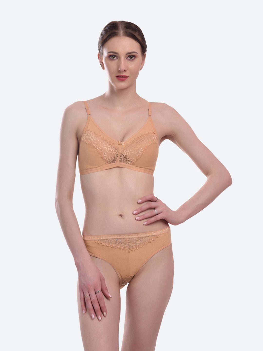 

Fleurt Cream Self-Designed Laced Lingerie Set