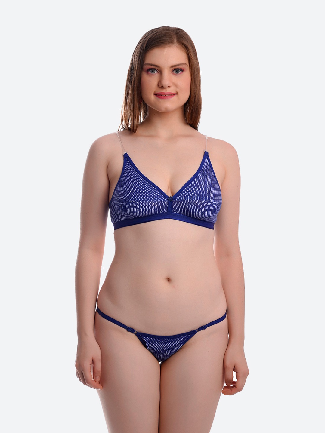 

Fleurt Blue Printed Lingerie Set
