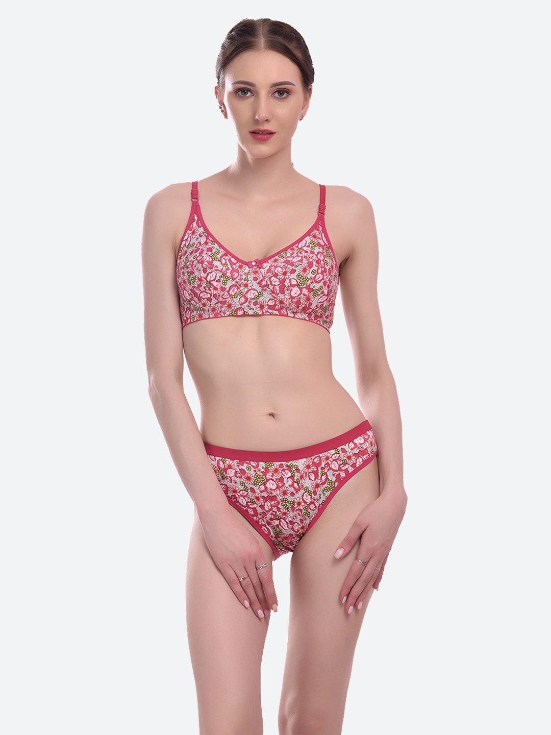 

Fleurt Pink Self-Design Lingerie Set