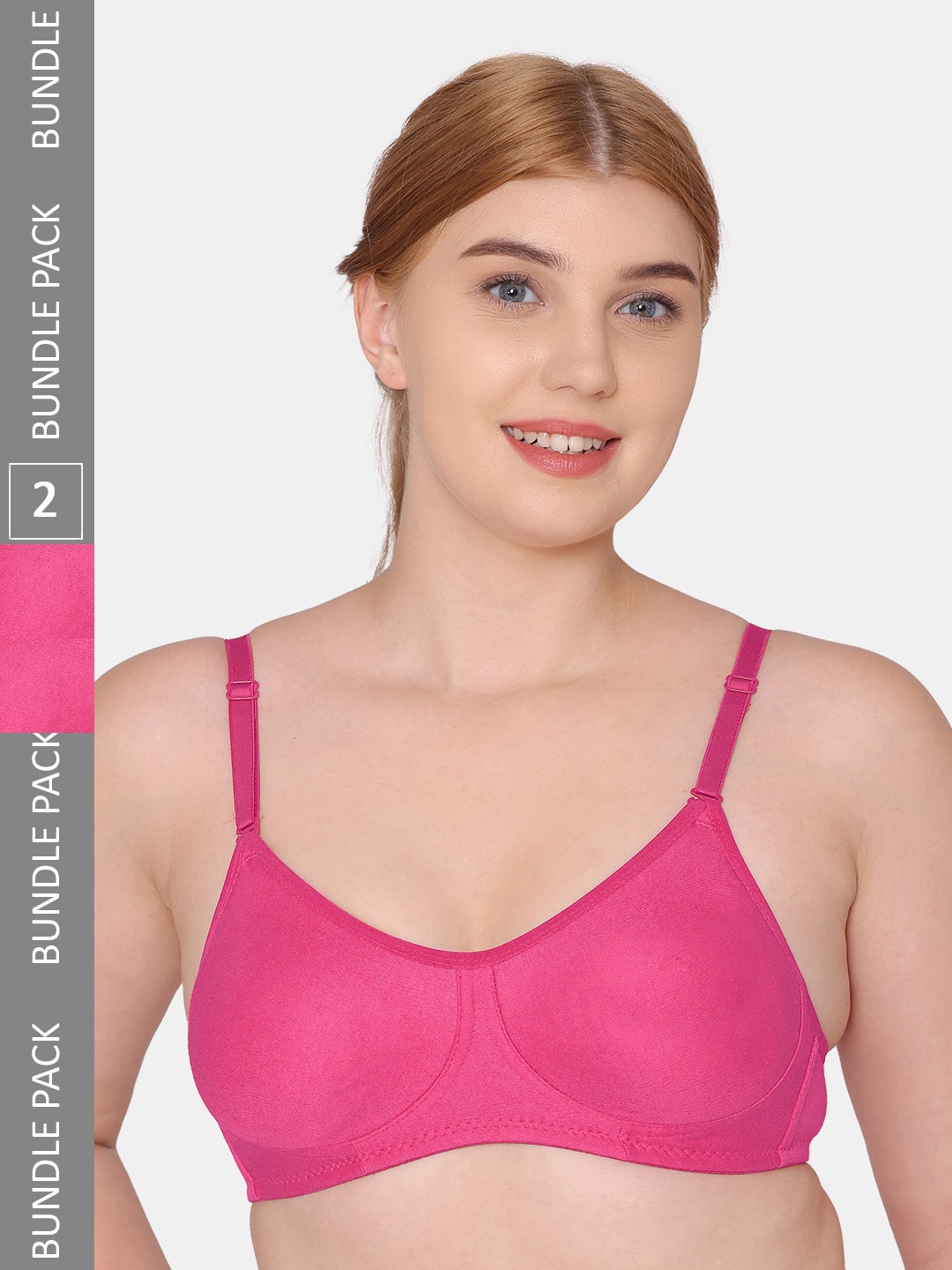 

KOMLI Pink Pack Of 2 Seamless Non-Padded Bra
