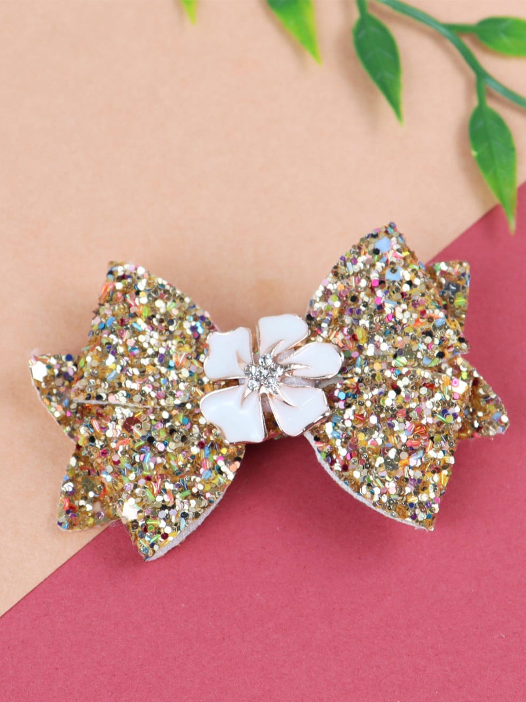 

Asthetika Kids Girls Gold-Toned & White Embellished Alligator Hair Clip