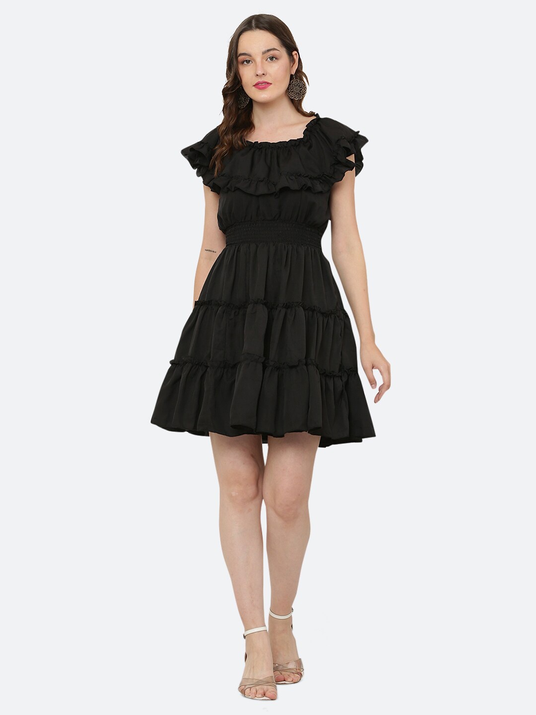 

R Cube Women Black Square Neck Dress
