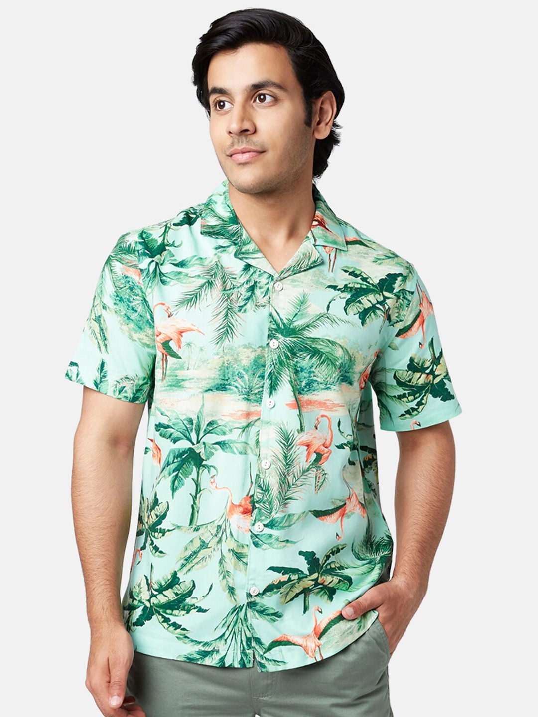 

YU by Pantaloons Men Multicoloured Slim Fit Floral Printed Casual Shirt, Green