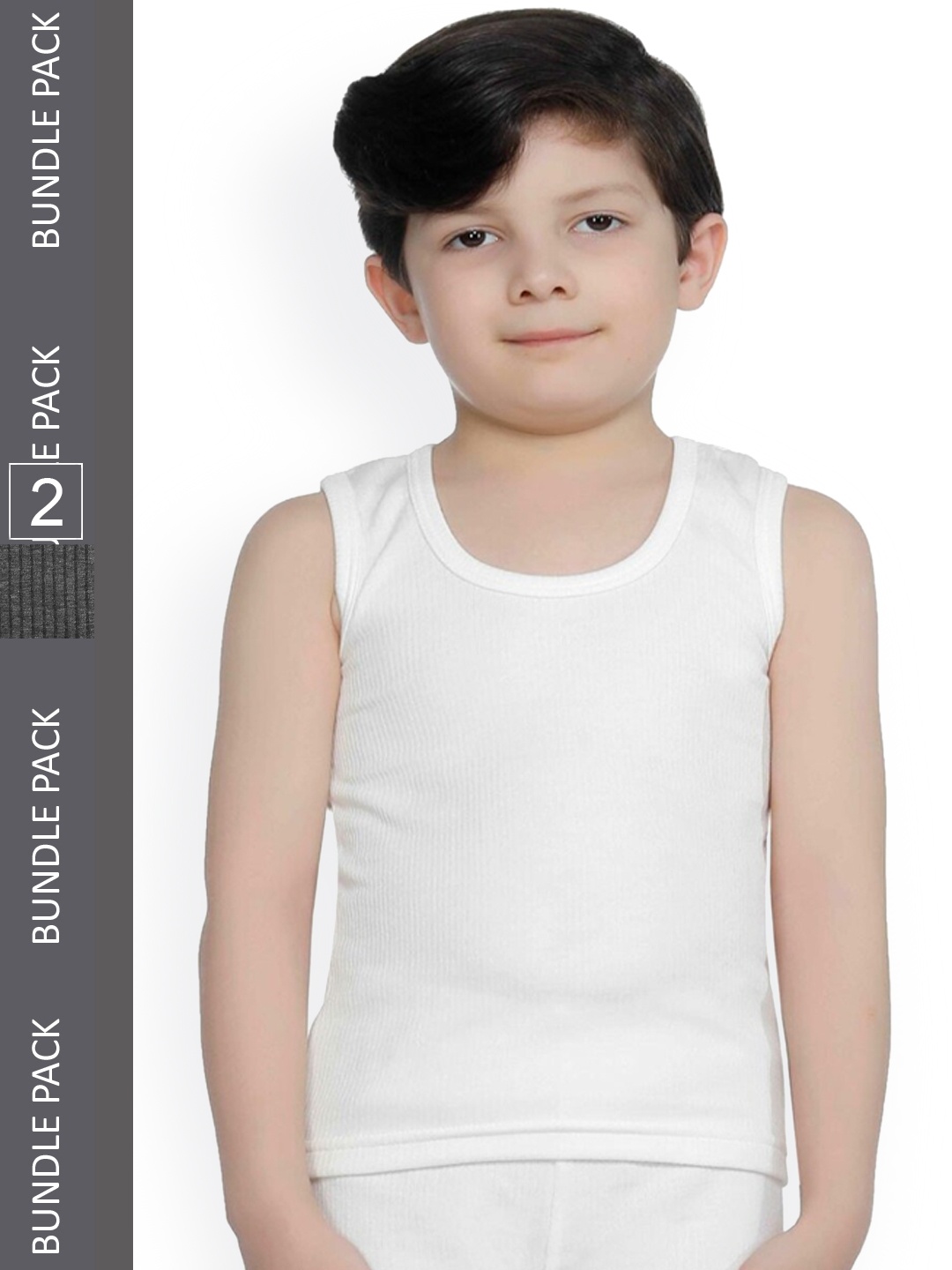 

Bodycare Boys Pack Of 2 Charcoal Melange & White Cotton Thermal Tops