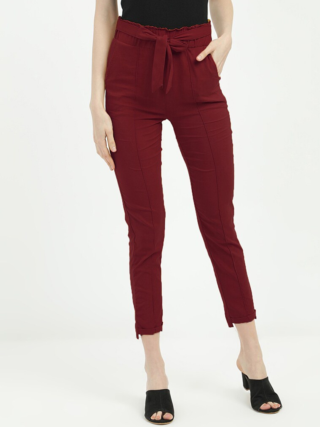

V2 Value & Variety Women Maroon High-Rise Trousers