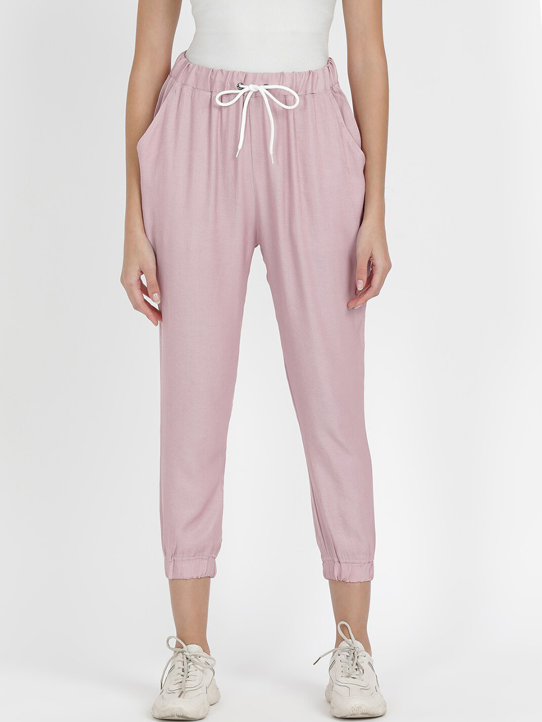 

V2 Value & Variety Women Cotton Mid-Rise Joggers, Pink