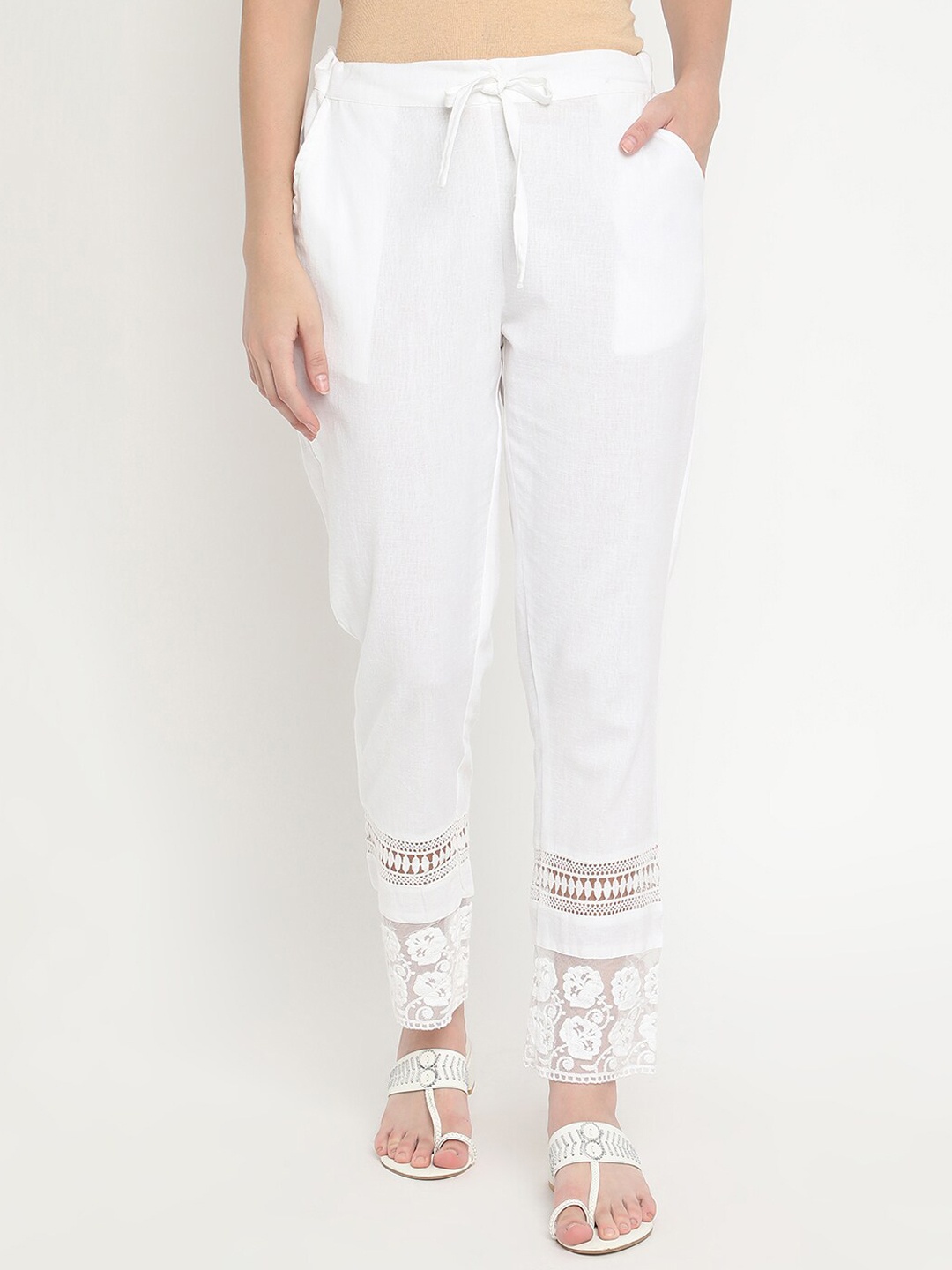 

V2 Value & Variety Women White Floral Ethnic Cotton Palazzos